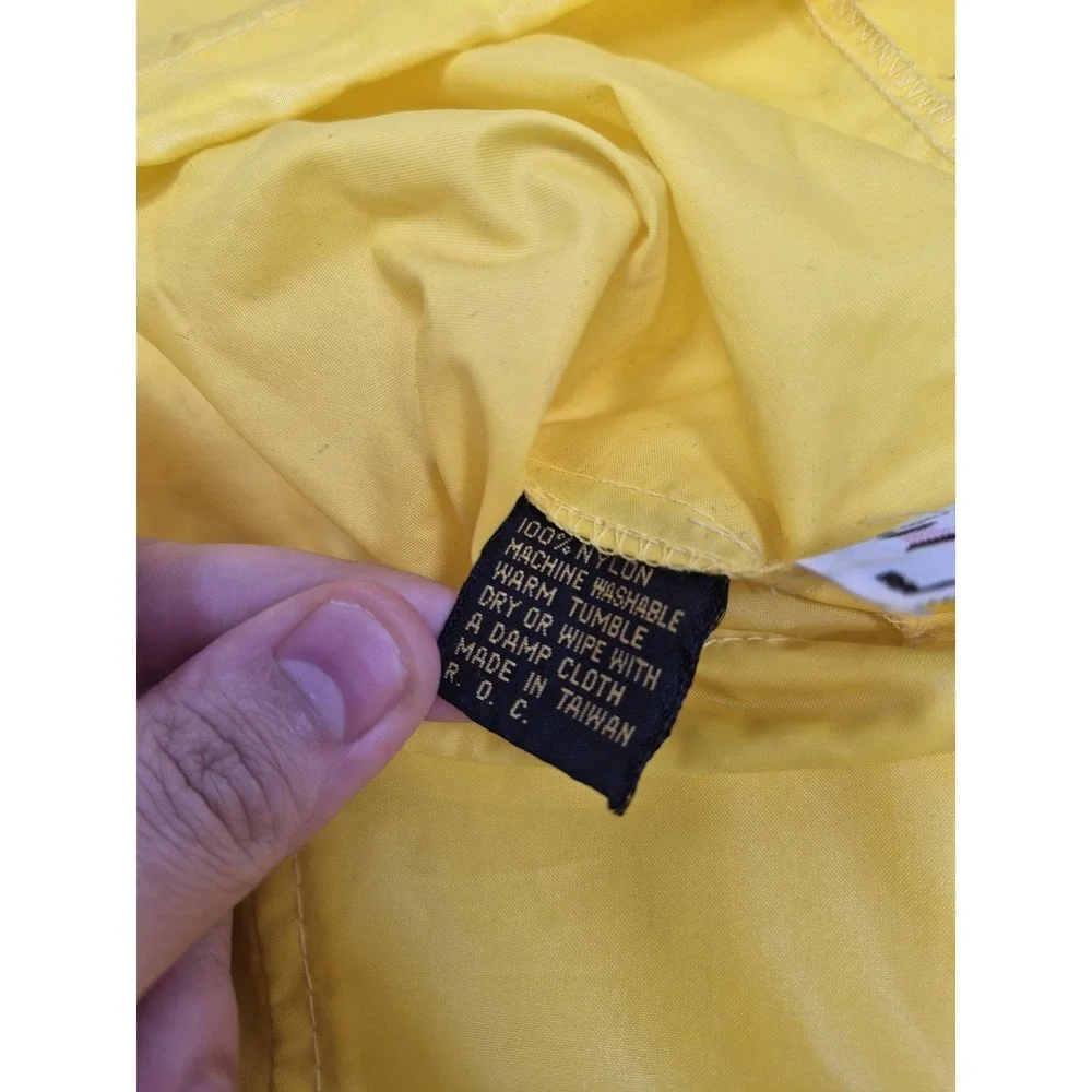 VTG Izod Lacoste Jacket Mens XL Yellow Hooded Anorak 1/4 Zip Windbreaker FLAW